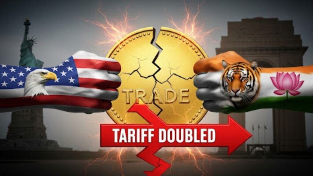 अमेरिका ने रूसी तेल खरीद पर भारतीय आयात शुल्क को दोगुना कर 50% कर दिया है।