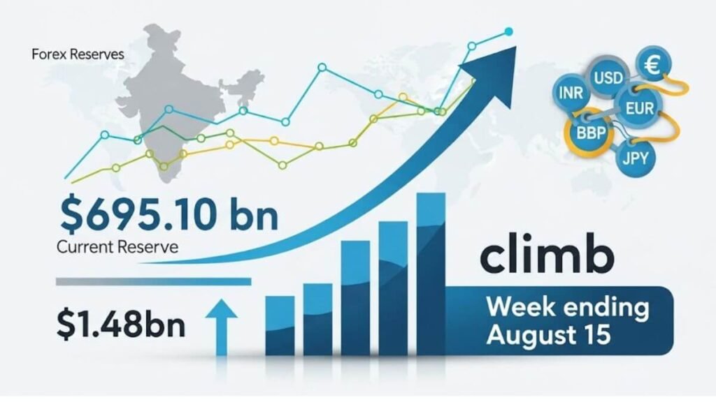 भारत का विदेशी मुद्रा भंडार 1.48 अरब डॉलर बढ़ा, अब 695.10 अरब डॉलर पर पहुँचा
