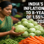 जुलाई 2025 में भारत की खुदरा मुद्रास्फीति घटकर 1.55% पर आ गई, जो पिछले 8 वर्षों का न्यूनतम स्तर है।