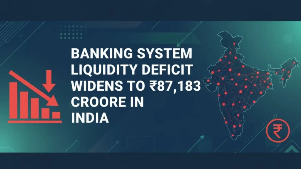 भारत में बैंकिंग तरलता घाटा बढ़कर ₹87,183 करोड़ हुआ