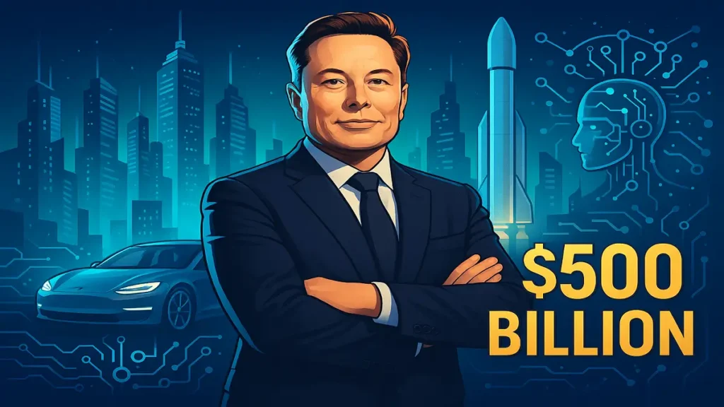 एलन मस्क बने 500 अरब डॉलर की संपत्ति पार करने वाले दुनिया के पहले व्यक्ति।