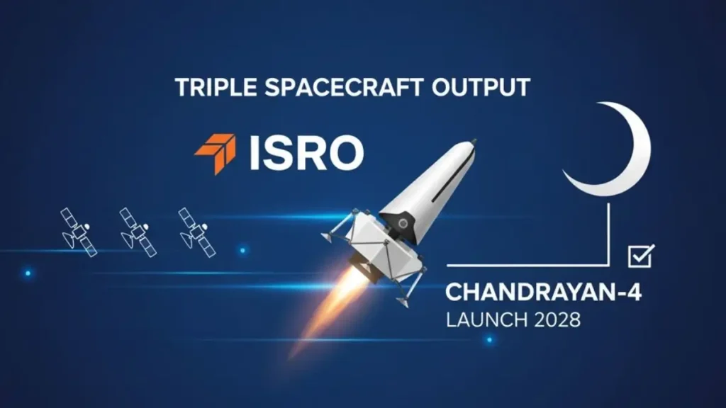 ISRO ने बढ़ाई रफ्तार: अंतरिक्षयान उत्पादन होगा तीन गुना, 2028 में चंद्रयान-4 लॉन्च की तैयारी तेज़