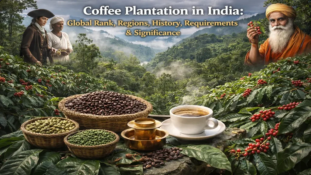भारत में कॉफी बागान: वैश्विक रैंक, क्षेत्र, इतिहास, आवश्यकताएँ और आर्थिक महत्व