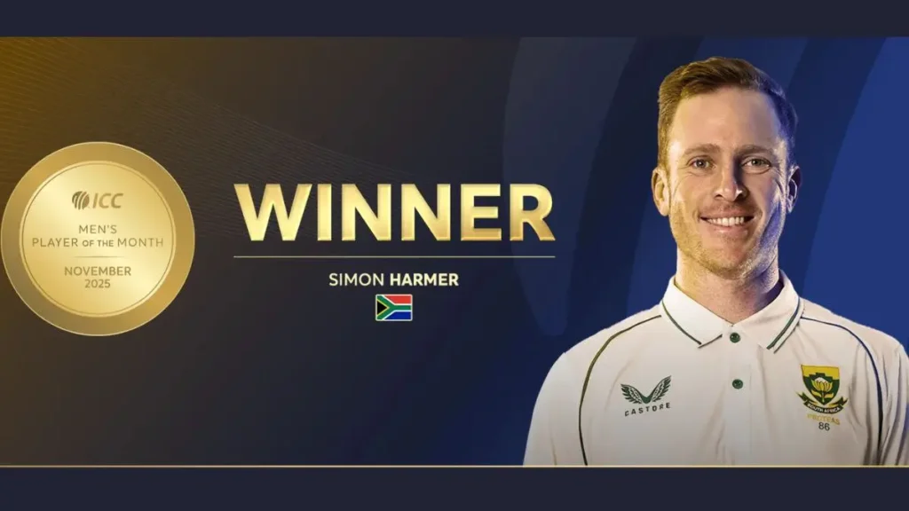 ICC Men’s Player of the Month: साइमन हार्मर बने नवंबर के सर्वश्रेष्ठ खिलाड़ी