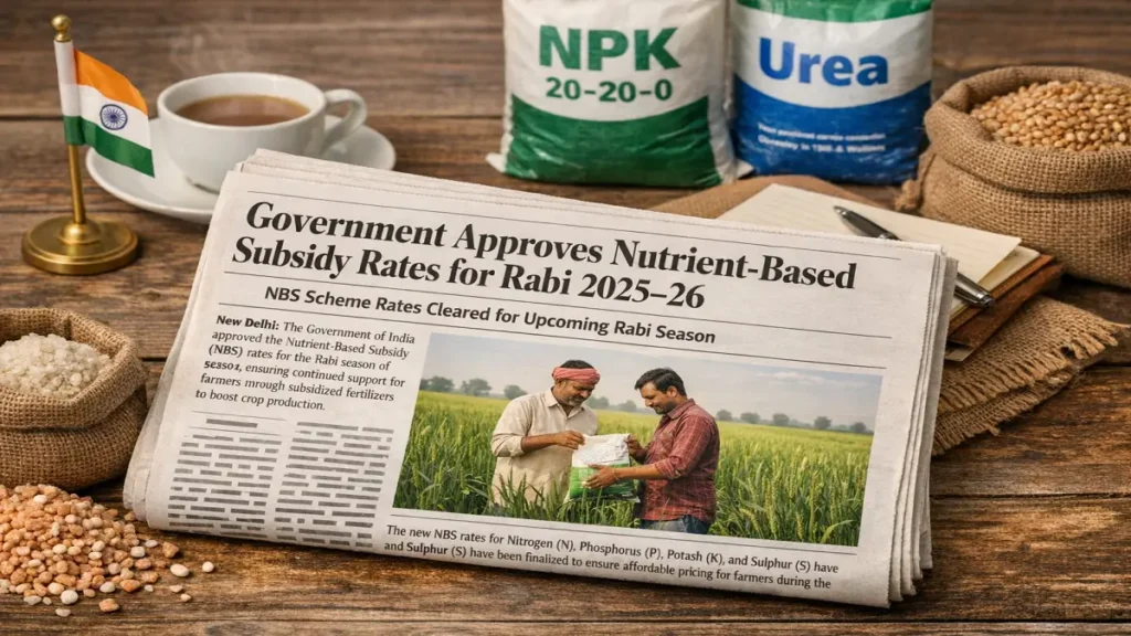 रबी 2025–26 के लिए न्यूट्रिएंट-बेस्ड सब्सिडी (NBS) दरों को मंज़ूरी